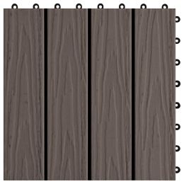 vidaXL 11 pcs Decking Tiles Deep Embossed WPC 11.8"x11.8" 1 sqm Dark Brown
