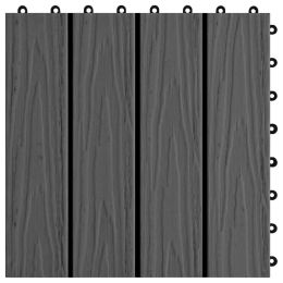 vidaXL 11 pcs Decking Tiles Deep Embossed WPC 30x30 cm 1 sqm Black